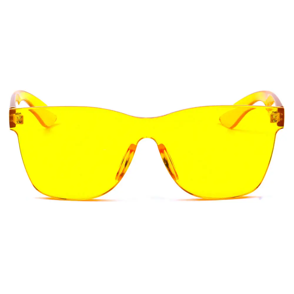 Scalloped Square Rimless Frame Sunglasses