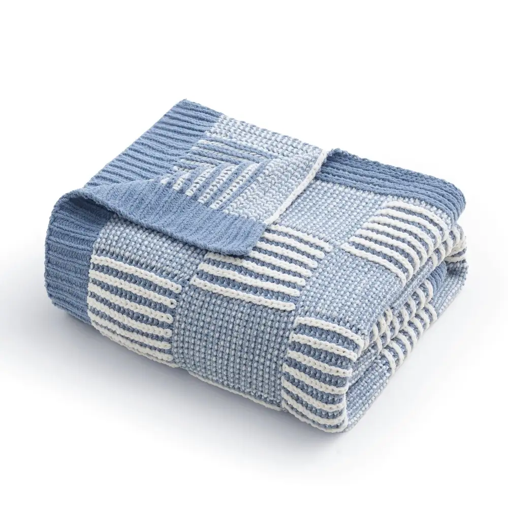Checkered Chenille Two-Tone Throw Blanket