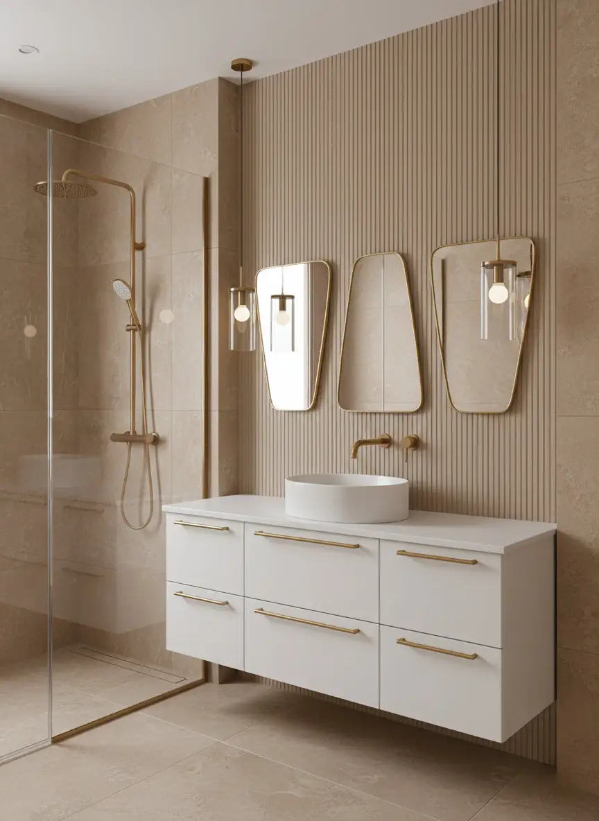 Geometric Triangle Brass Wall Mirror