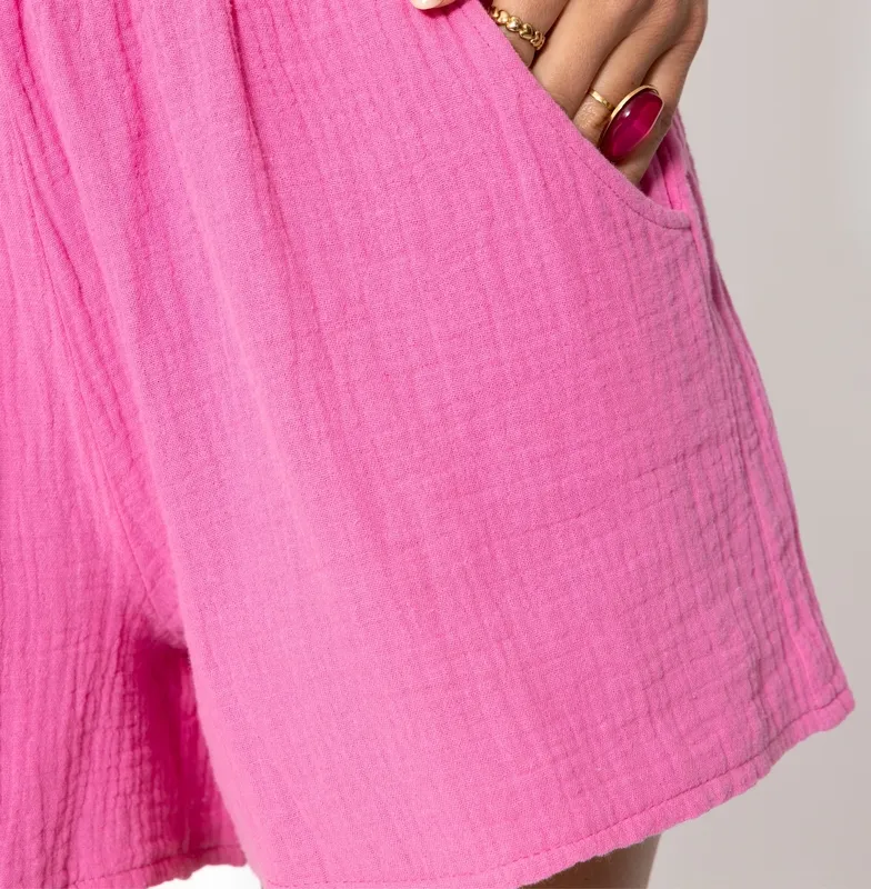 Pink Muslin Everyday Clean Shorts