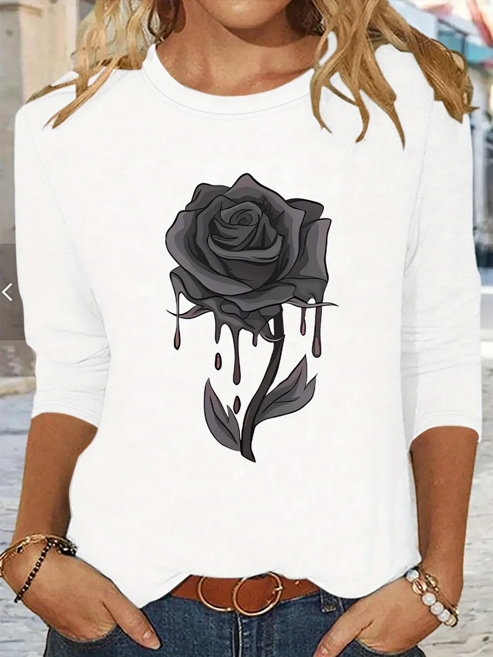 Dark Gothic Rose Graphic T-Shirt