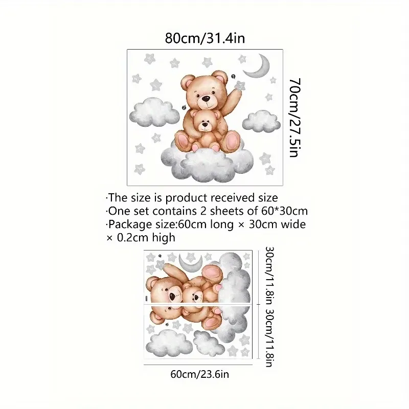 Teddy Bear Cloud Wall Decals