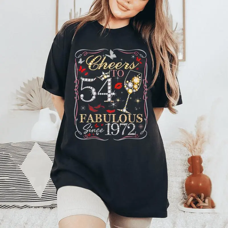 Women Cheers To 54 Fabulous Since 1972 54th Birthday Queen Women's Oversized Comfort Colors T-Shirt