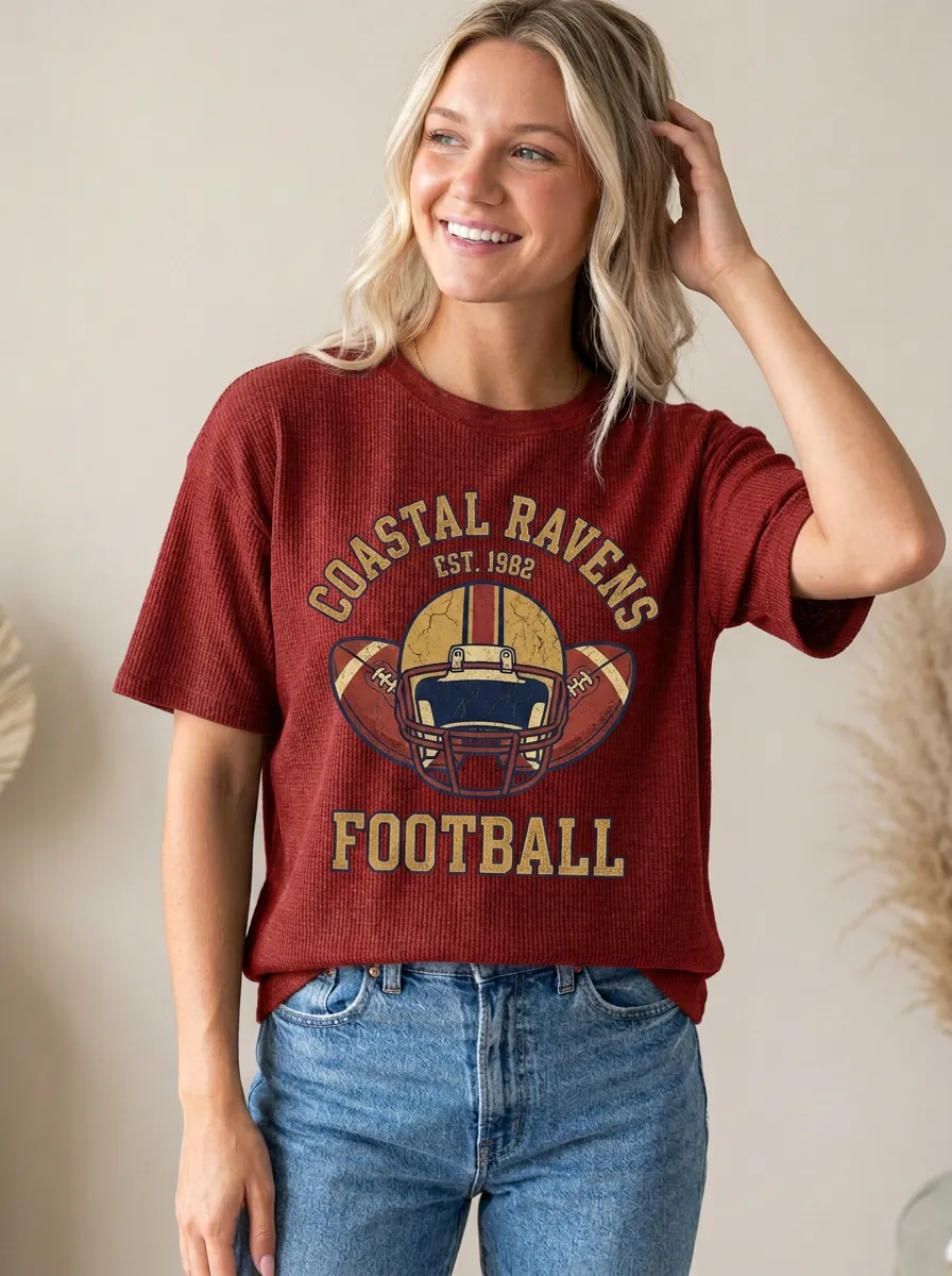 Women's Gridiron Helmet Ball Crewneck T-Shirt