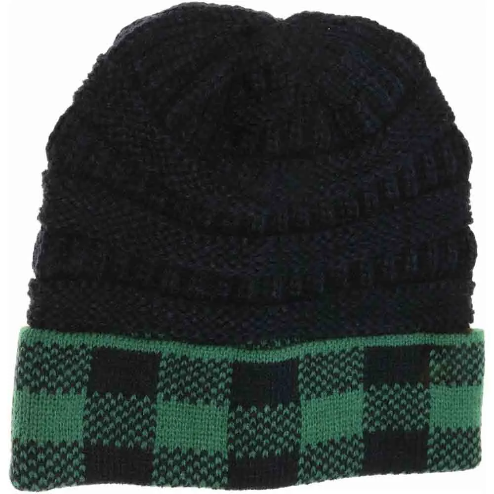 Check Pattern Knit Beanie