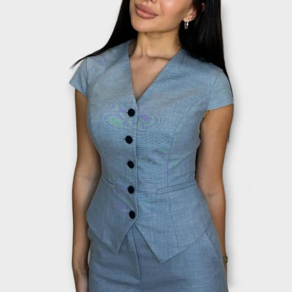 V-Neck Check Pattern Casual Dress