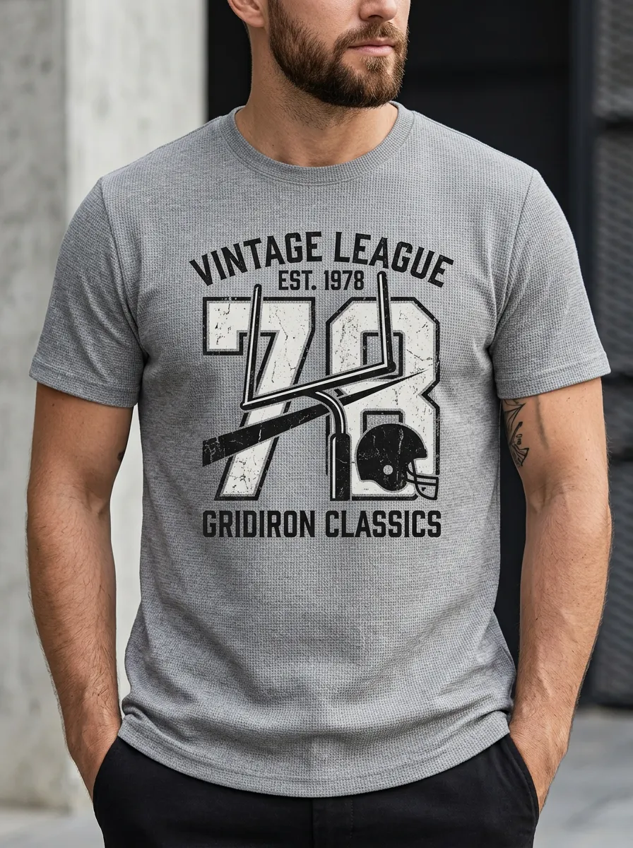 Men's Football Fan Vintage 1978 Gridiron Helmet Printed T-shirt