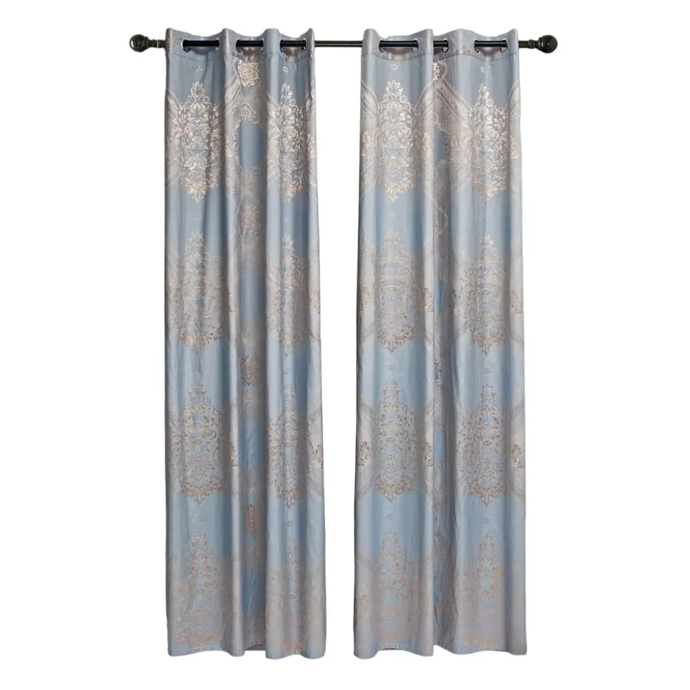 Semi-Blackout Damask Grommet Modern Curtain Panel