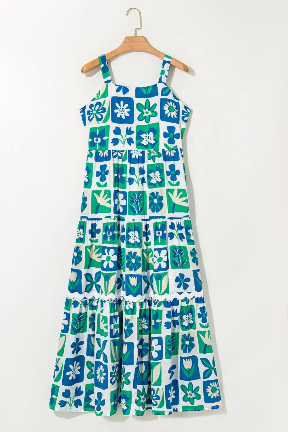 Multicolour Floral Maxi Sundress With Ricrac Trim