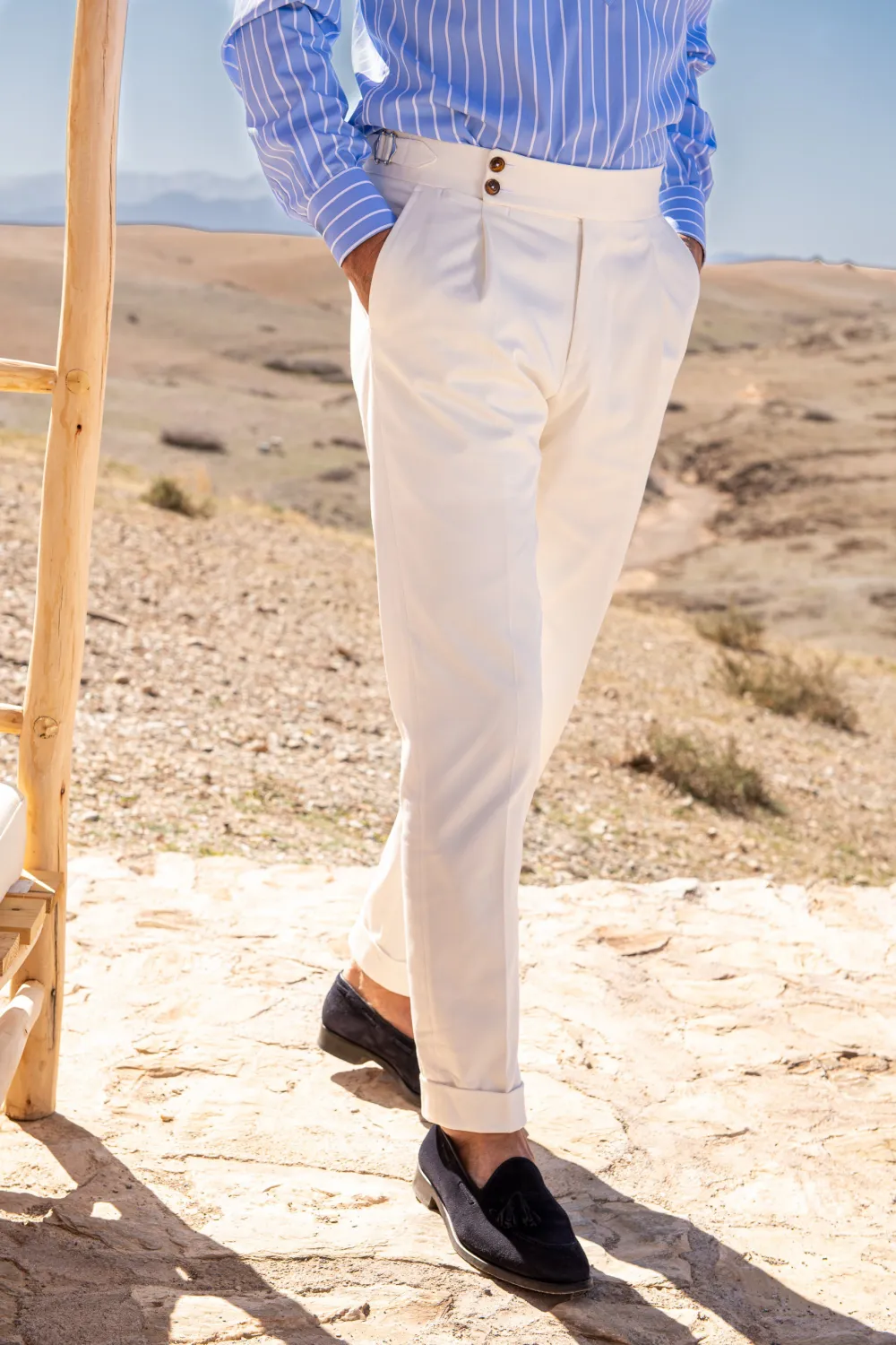 White Cotton Trousers Men'S Fashion