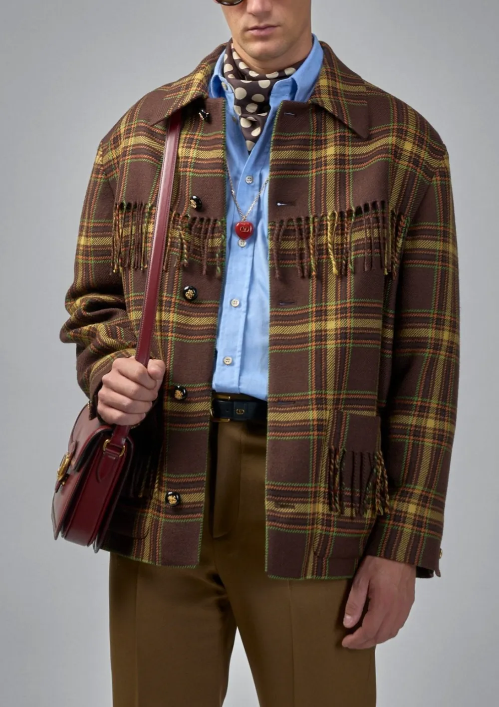 Fringed Checked Coat