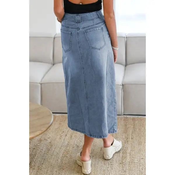 Tied Slit Denim Skirt