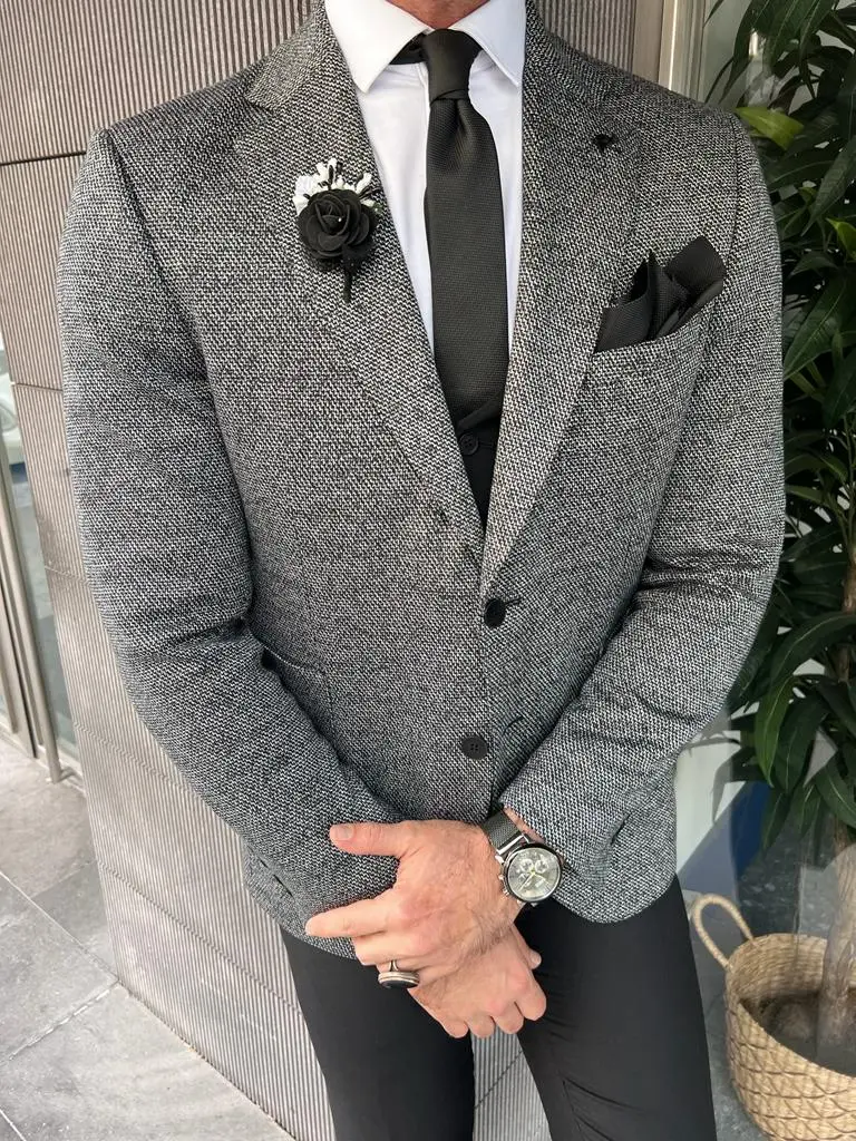 Refined Slim Fit  Italian Fabric Stamped Blazer