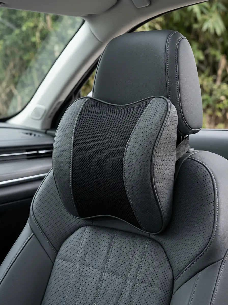 Modern Mesh Leather Ergonomic Neck Support Cushion