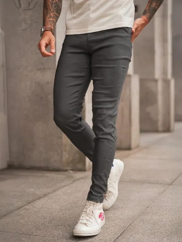 Grey Slim Fit Stretch Pants