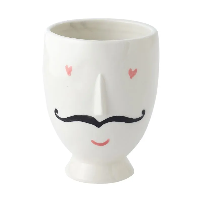 Mustache Face Footed Planter