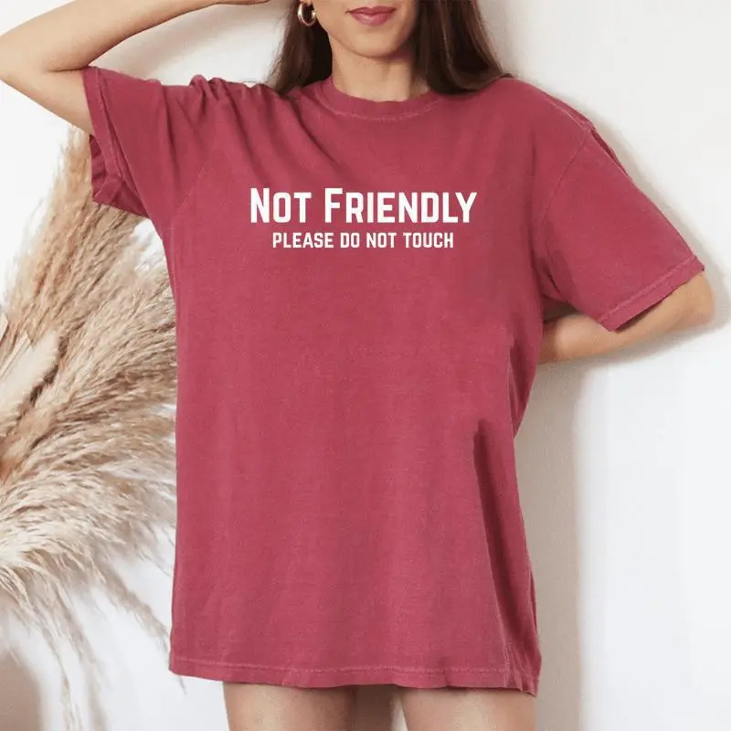 Not Friendly Please Do Not Touch Alone Time Sarcastic Women's Oversized Comfort T-Shirt