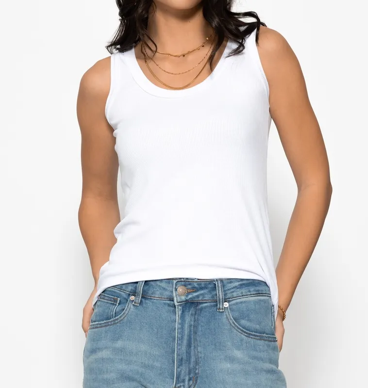 White Neckline Tank Top