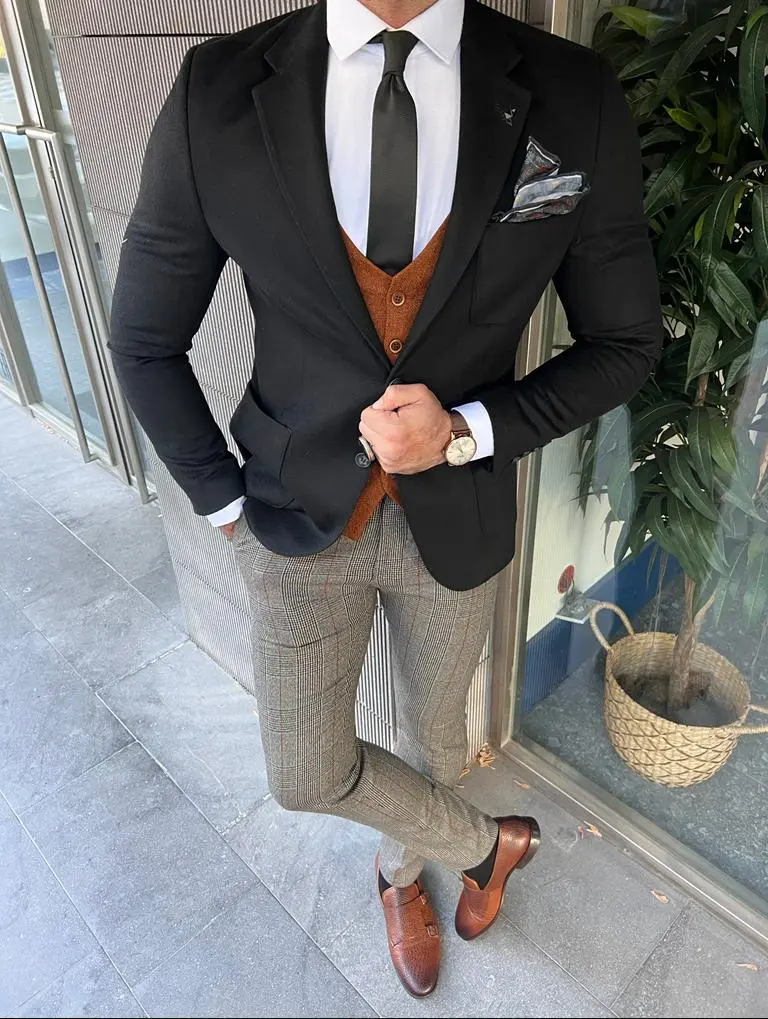 Classic Slim Fit  Italian Fabric Stamped Blazer