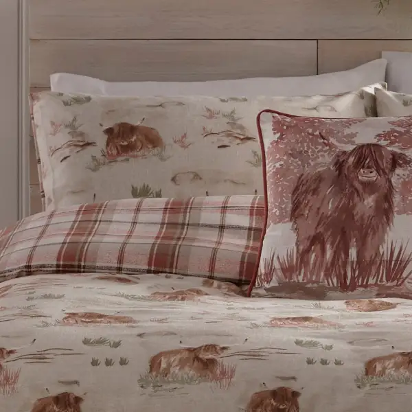 Minimal Bedroom Reversible Check Brushed Cotton Duvet Cover Set
