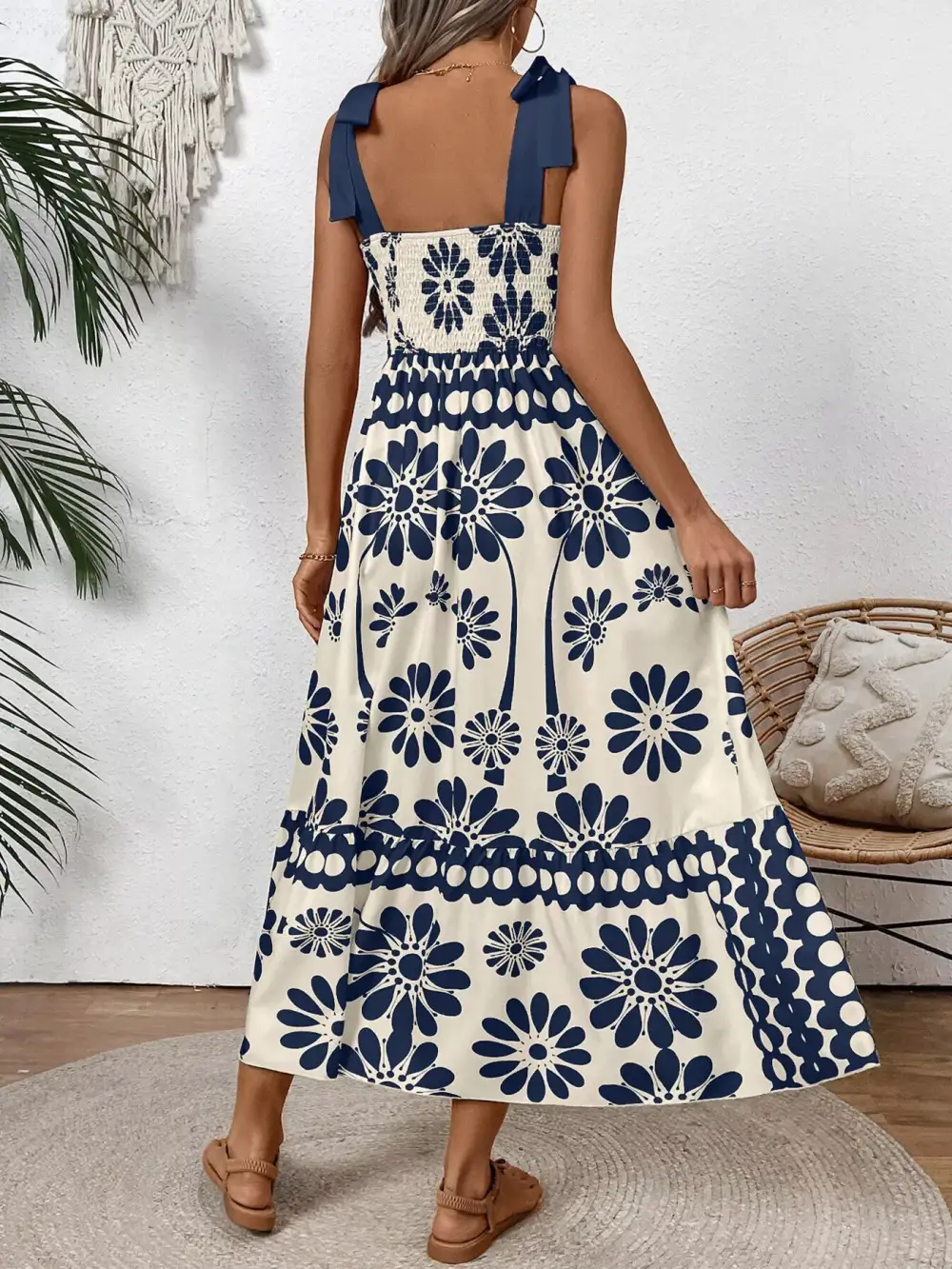 Tie-Shoulder Midi Dress