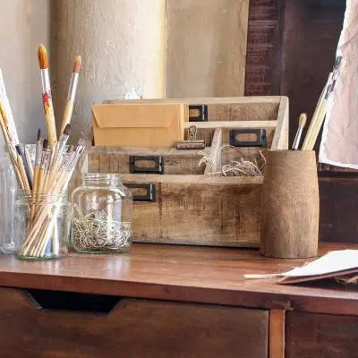 Wood Metal Desk Mail Organizer