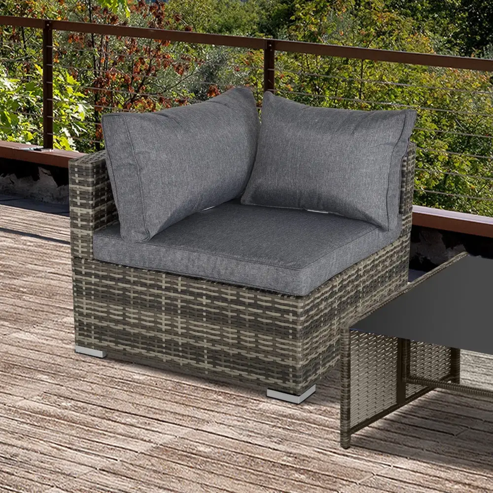 Corner Cushioned Rattan Outdoor Garden Chair