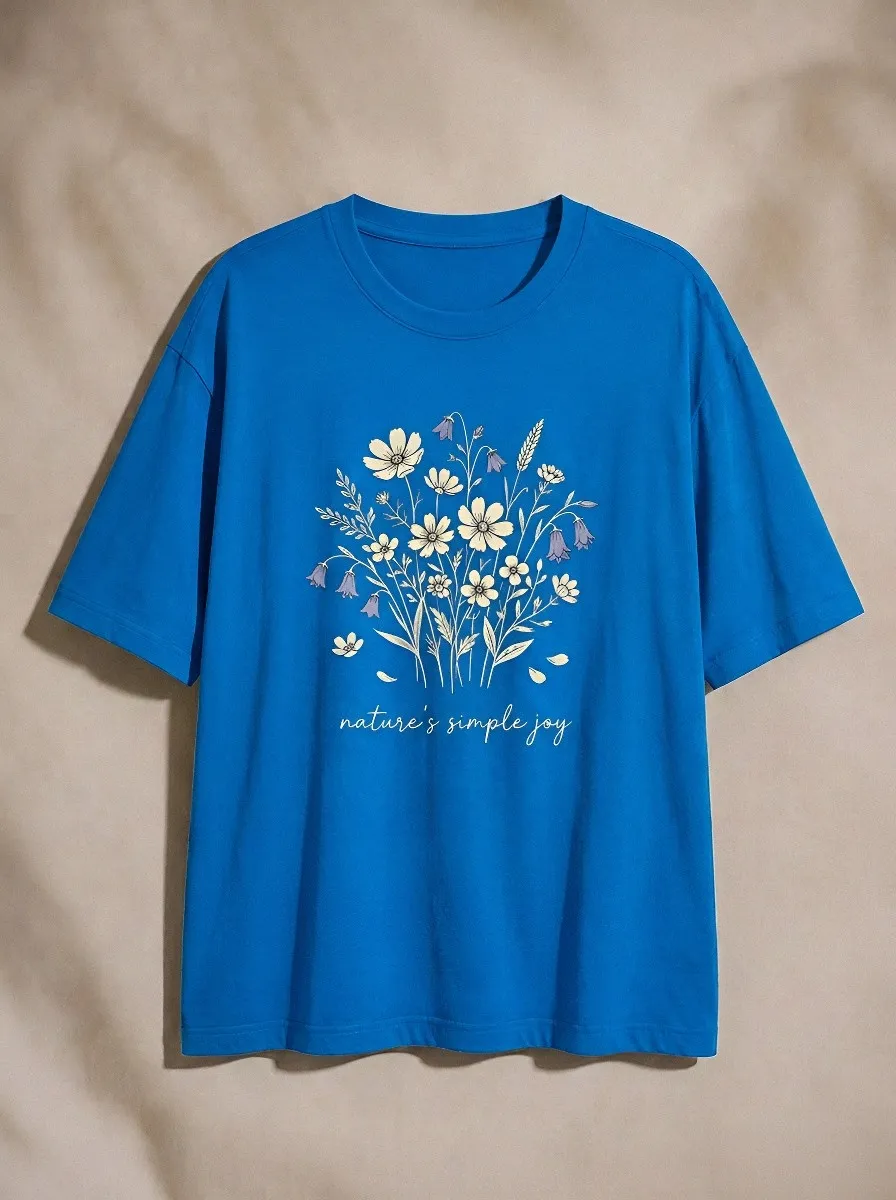 Women's Nature Lover Wildflower Bouquet Printed T-shirt