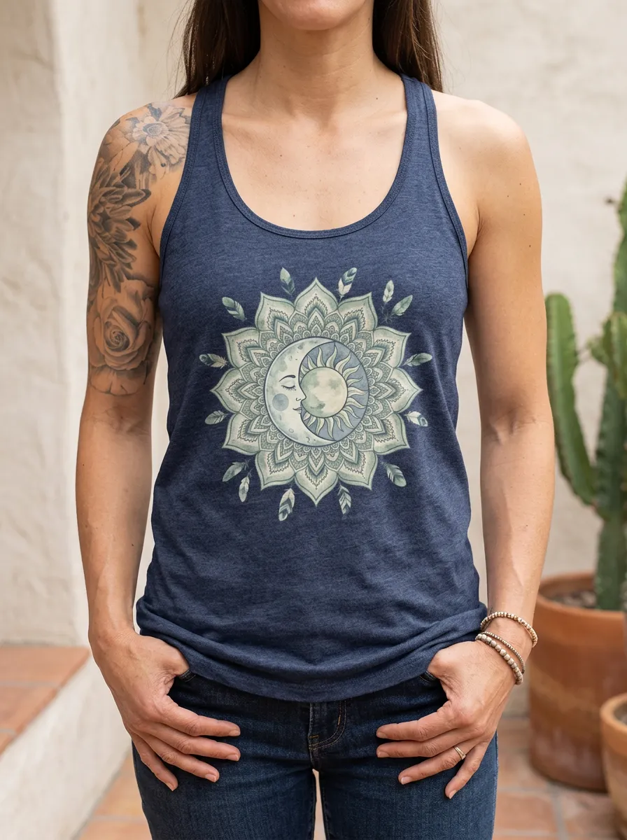 Boho Celestial Mandala Tank Top