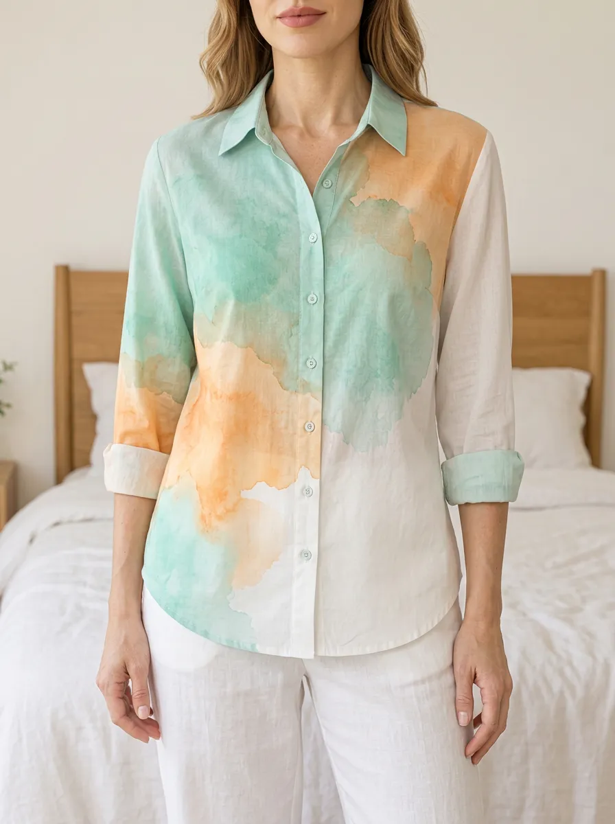 Women's Fluid Abstract Watercolor Shirt