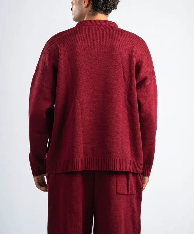 Burgundy Relaxed Knit Lounge Pullover