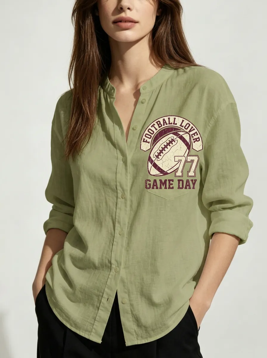 Women's Football Lover Game Day Printed Shirt