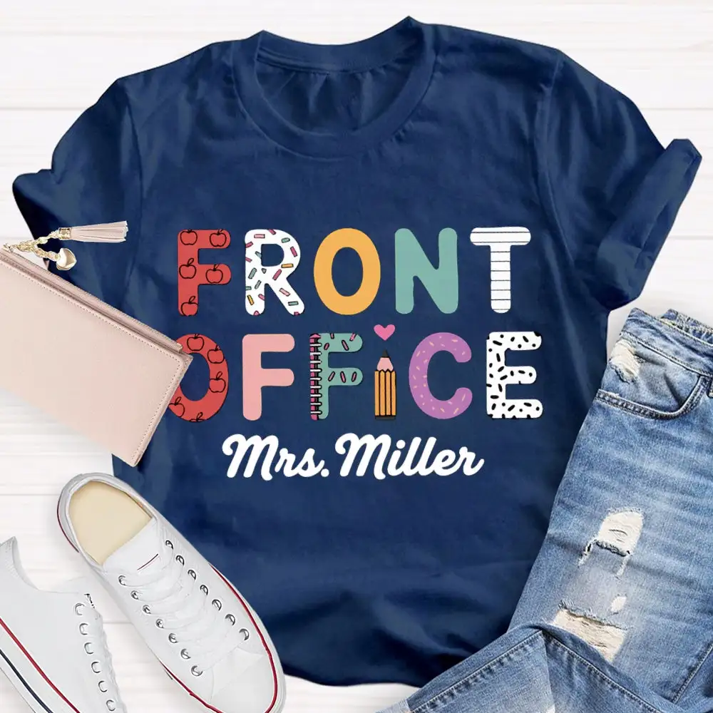 Personalized Name Front Office Colored Letters T-Shirt