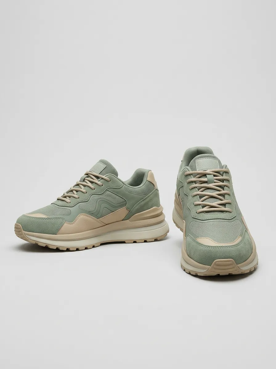 Unisex Suede Mesh Casual Print Sneakers