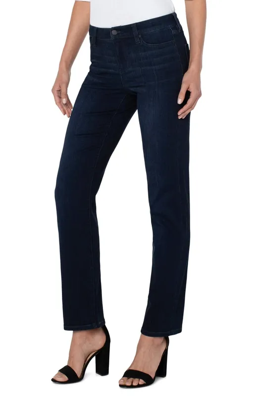 Silk Button-Front Straight Leg Jeans
