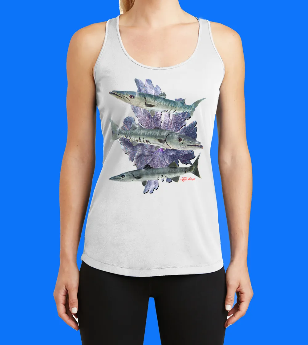 Barracuda Trio With Seafan Printed Racerback Tank Top