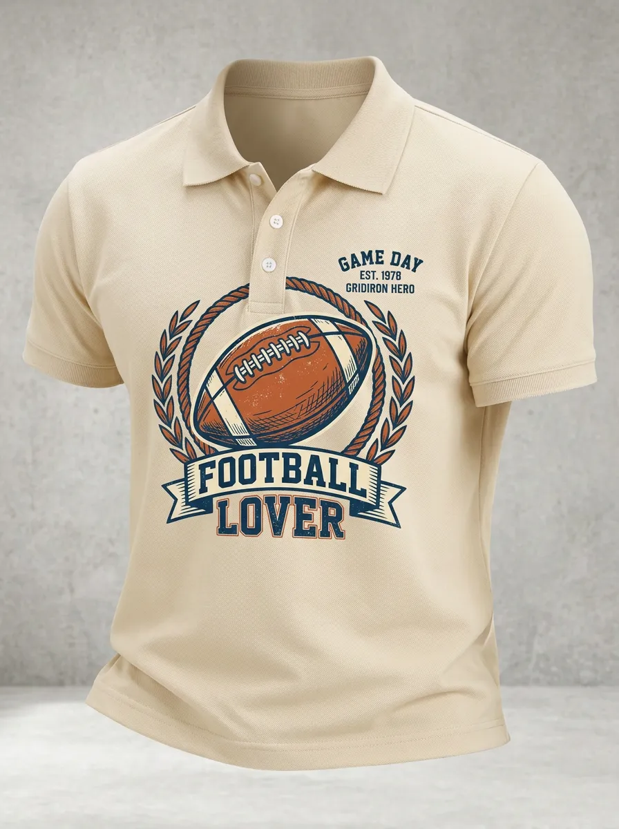 Men's Football Lover Gridiron Hero Printed Polo Shirt