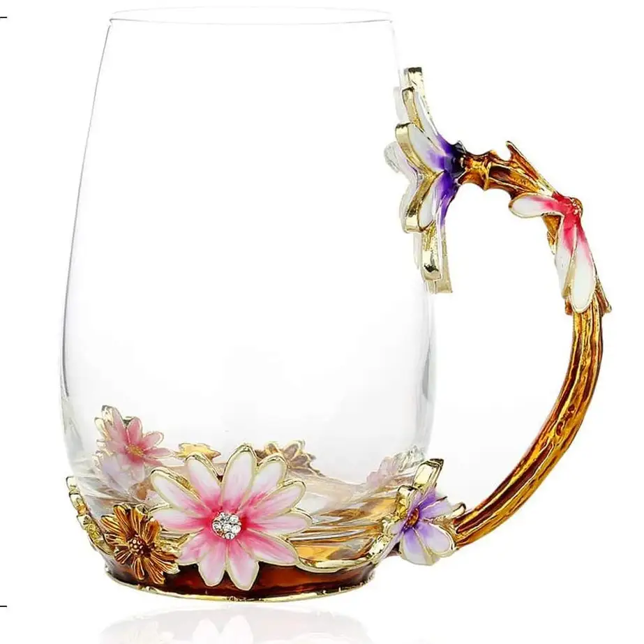 Daisy Floral Glass Mug
