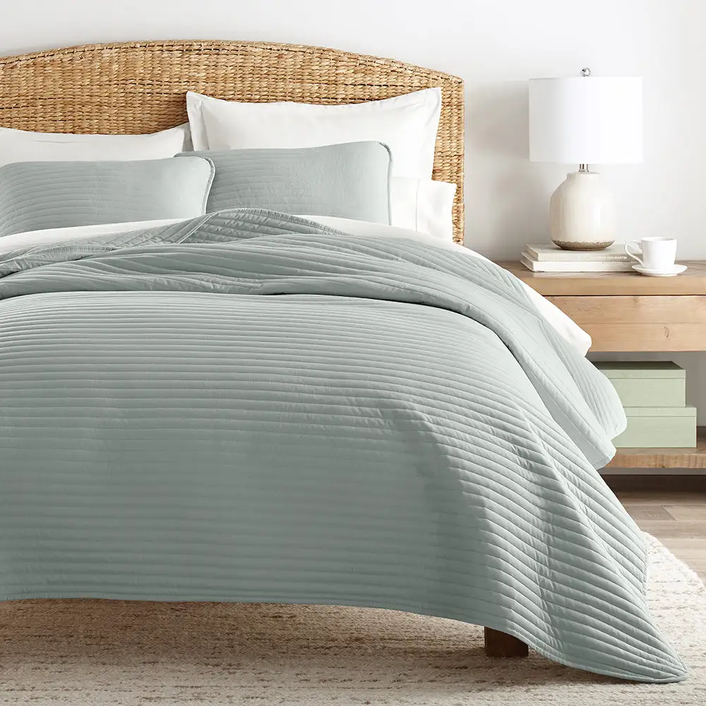Stripe Stitch Quilted Coverlet Set
