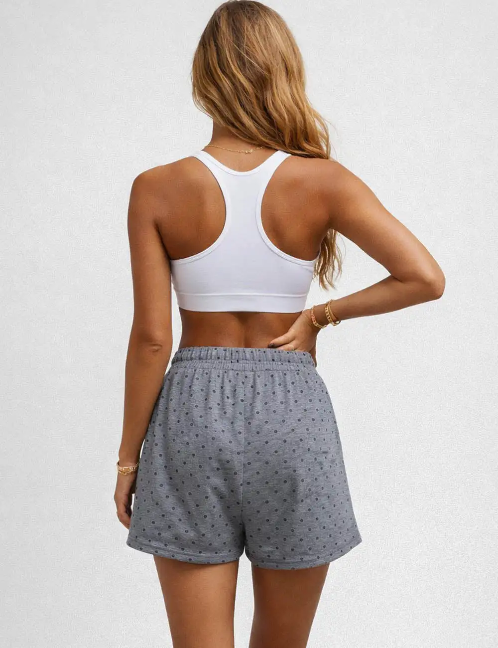 Polka Dot Elastic Waist Pocket Wide Leg Shorts
