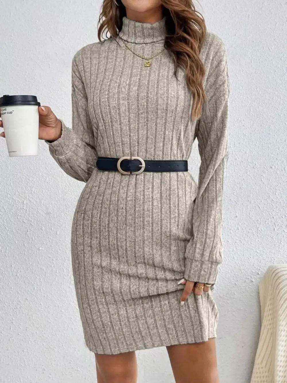 Ribbed Long Sleeve Mini Dress