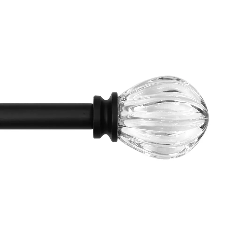 Adjustable Faceted Acrylic Finial Metal Curtain Rod 28 x 48-Inch