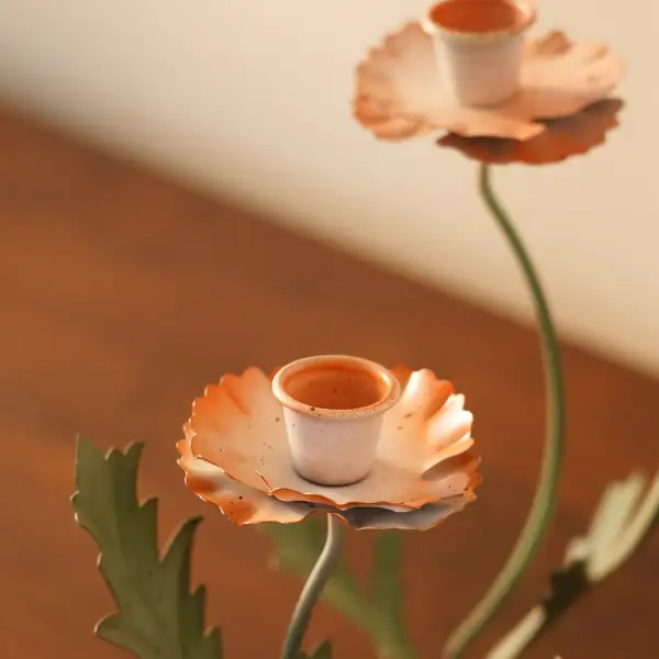 Green Leaf Metal Candle Holder Small