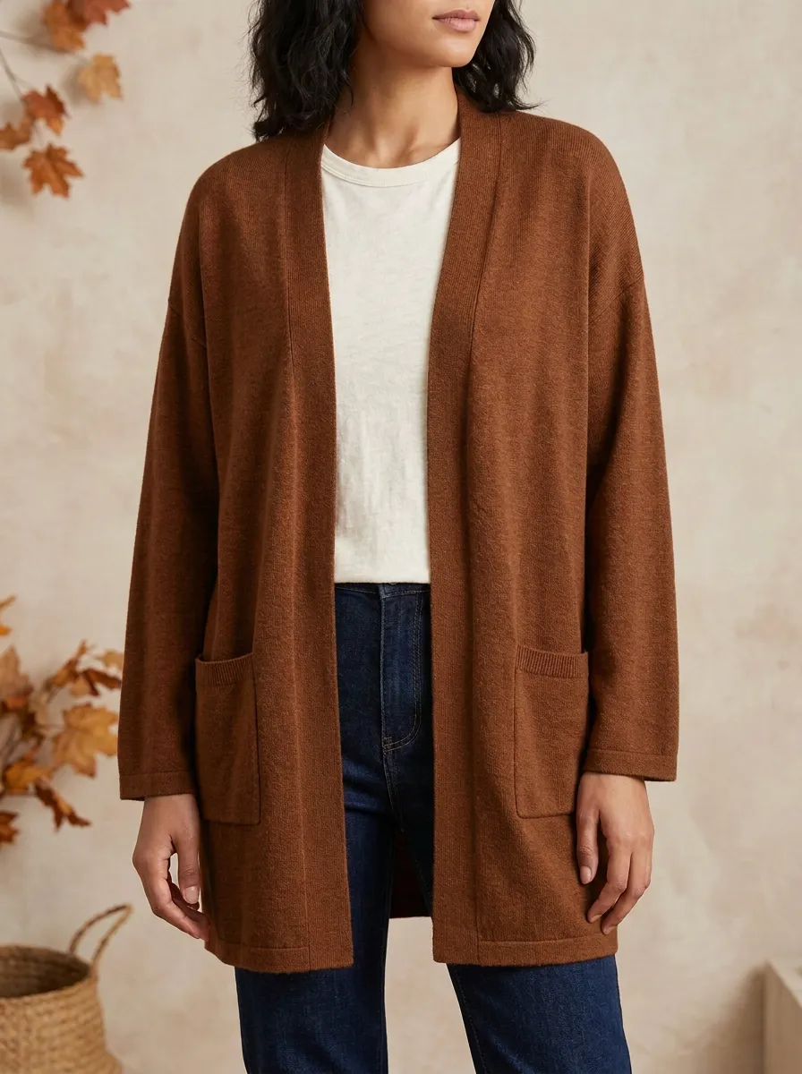 Maple-Leaf Printed Leaf-Motif Knit Cardigan