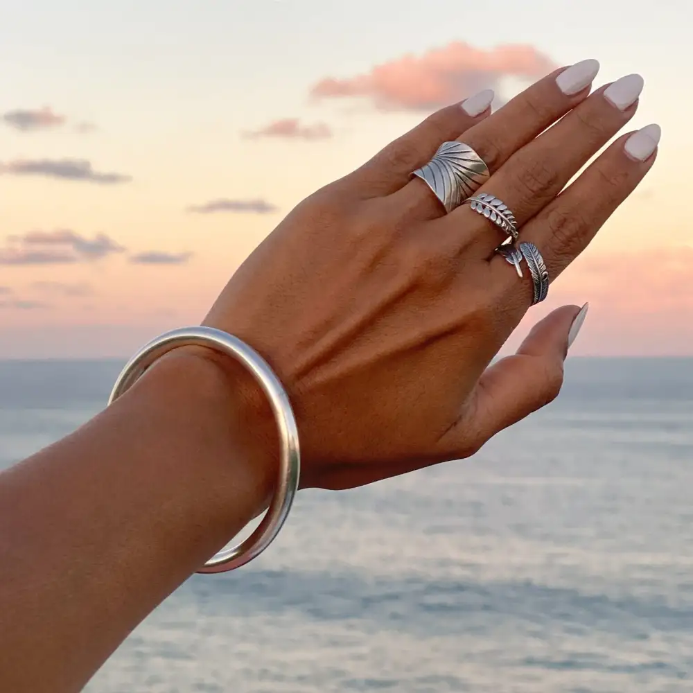 Polished Hill Tribe Silver Bangle