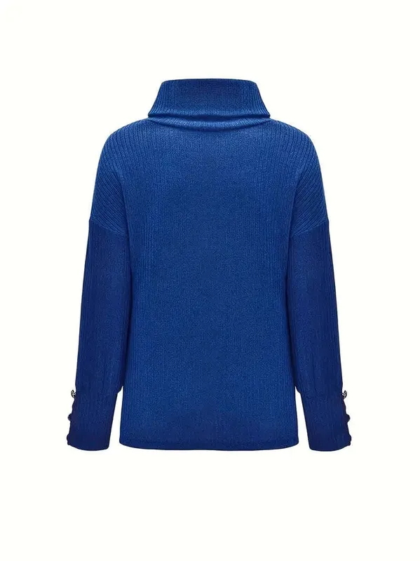 Winter Ribbed Cowl Neck Sweater