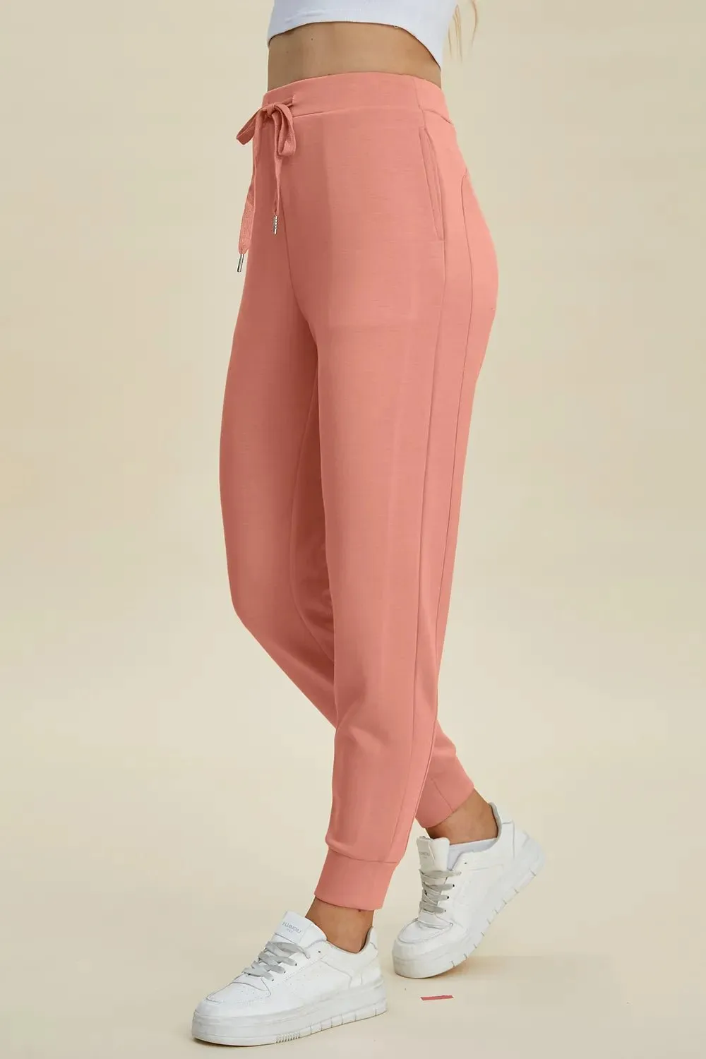 Relaxed High Waist Drawstring Casual Pants