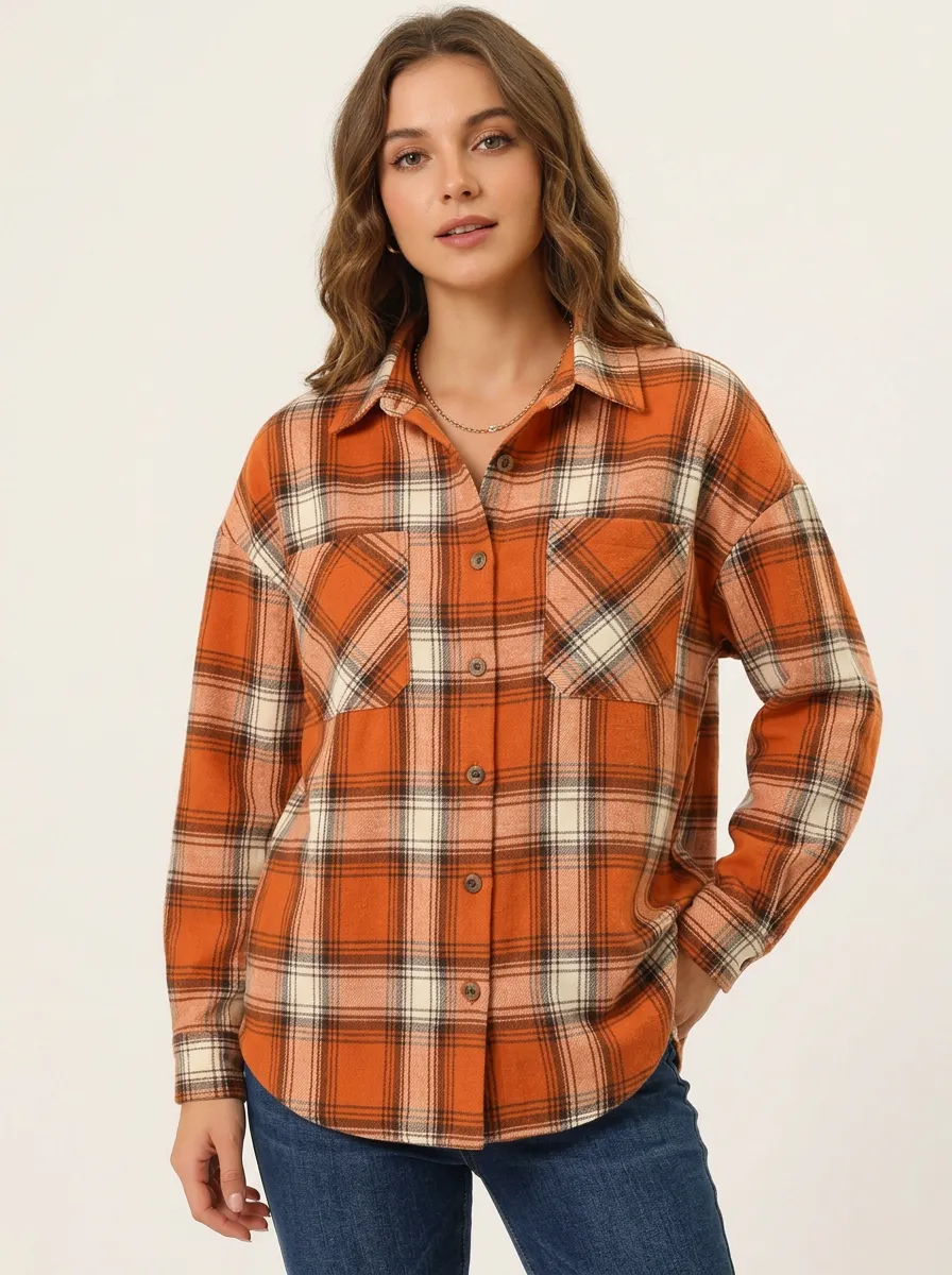 Statement Printed Plaid Plaid Long-Sleeve Shirt