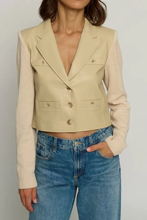 Two-Tone Cropped Knit Blazer