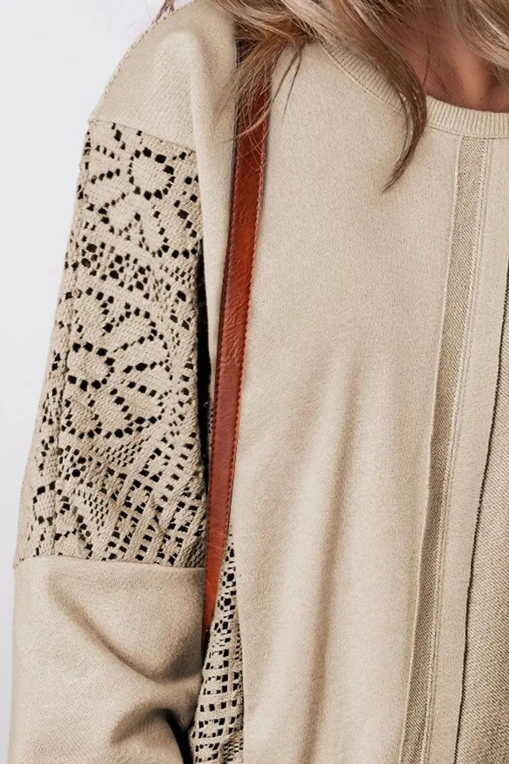 Round Neck Openwork Sweatshirt